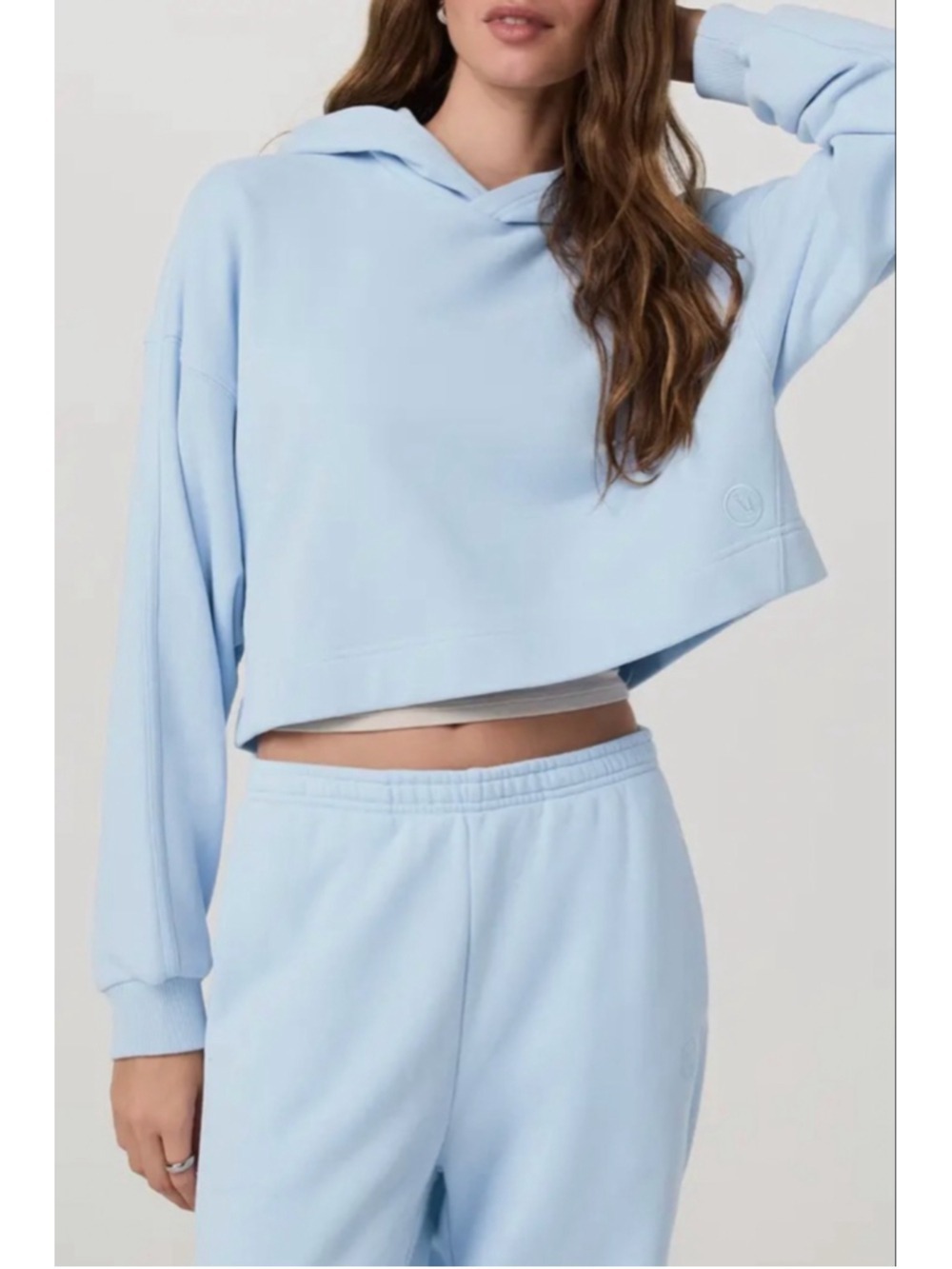 NWT Vuori Sedona Crop Hoodie in Light Blue, Size L